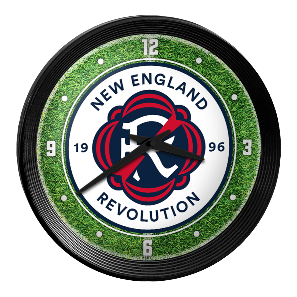 New England Revolution: Pitch - Ribbed Frame Wall Clock