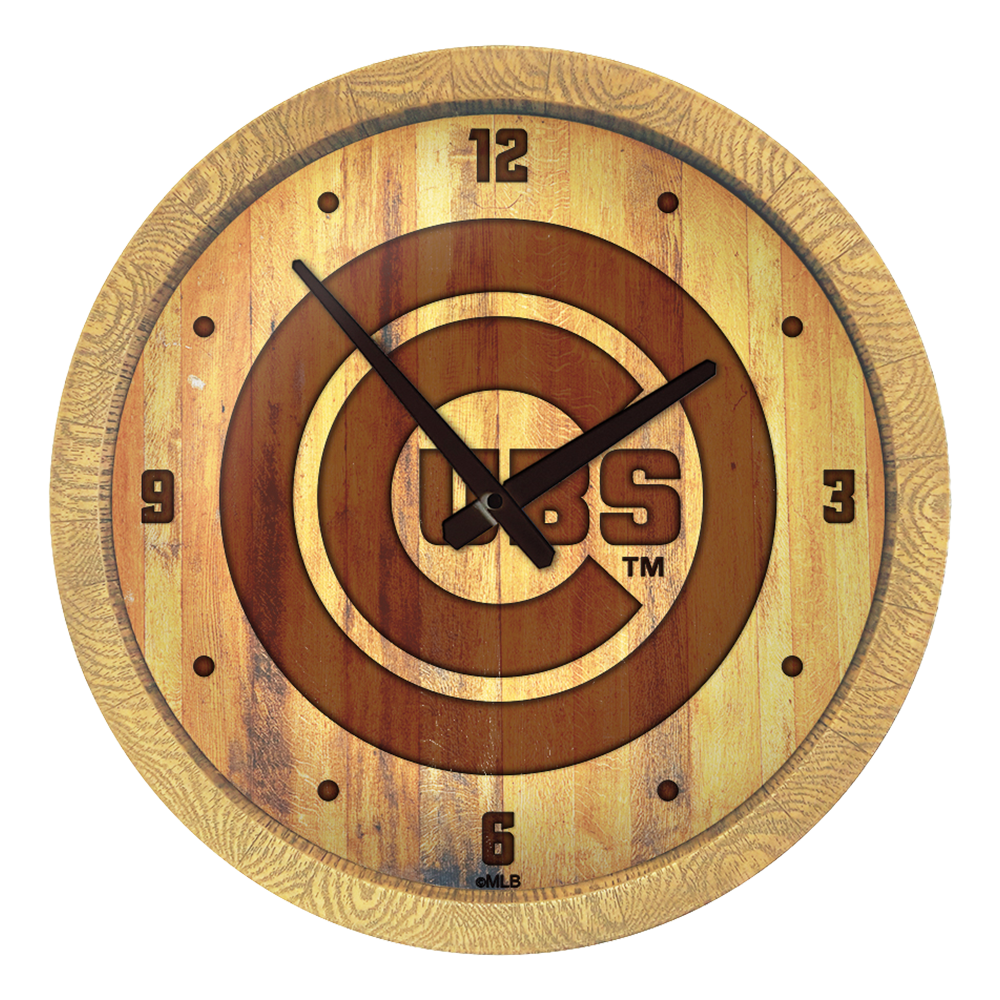 Chicago Cubs Branded "Faux" Barrel Top Clock  