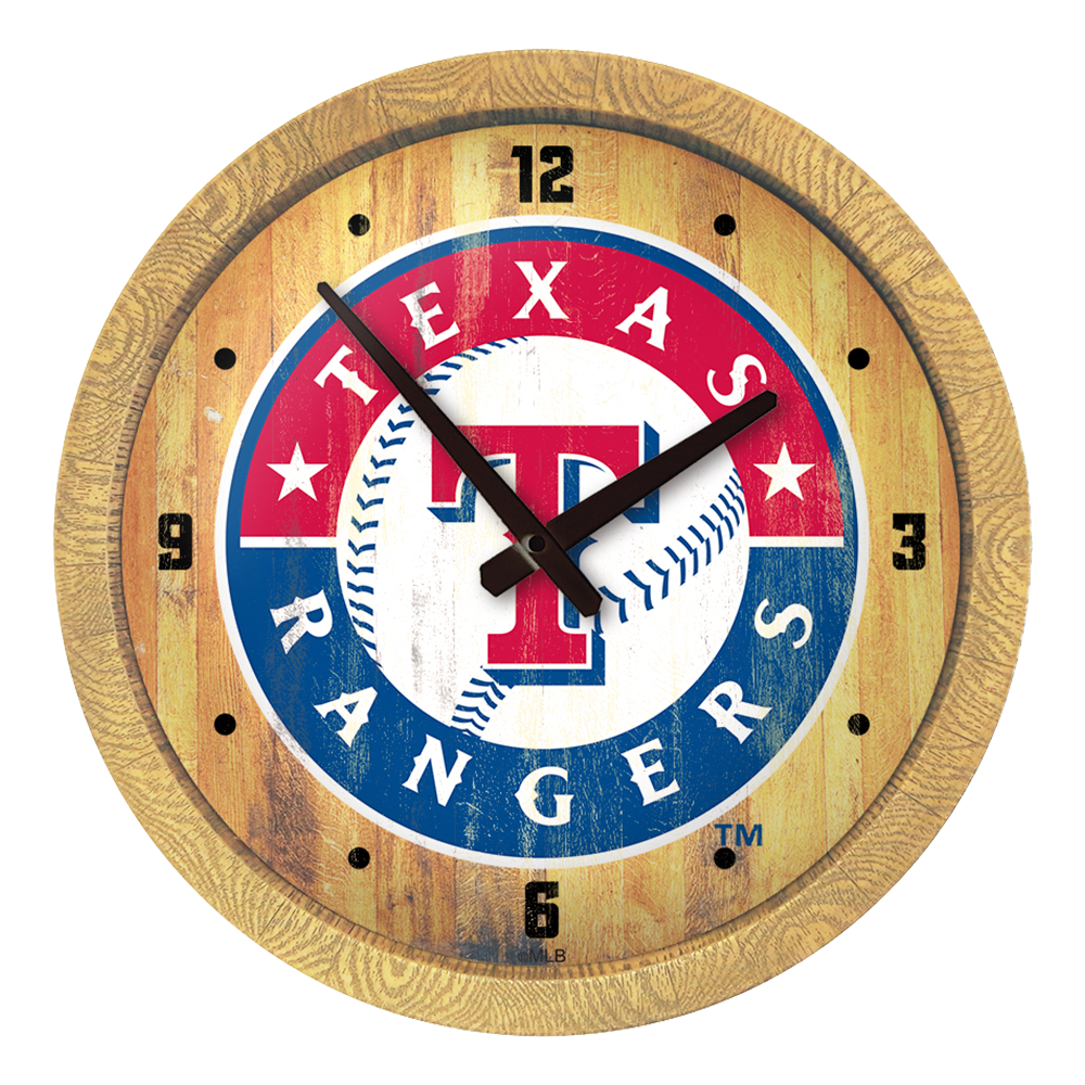 Texas Rangers Weathered "Faux" Barrel Top Clock  