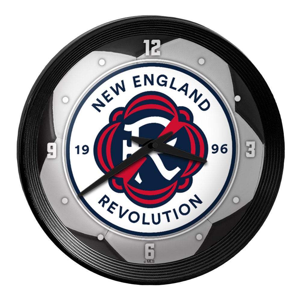 New England Revolution: Soccer Ball - Ribbed Frame Wall Clock Halloween Decoration 