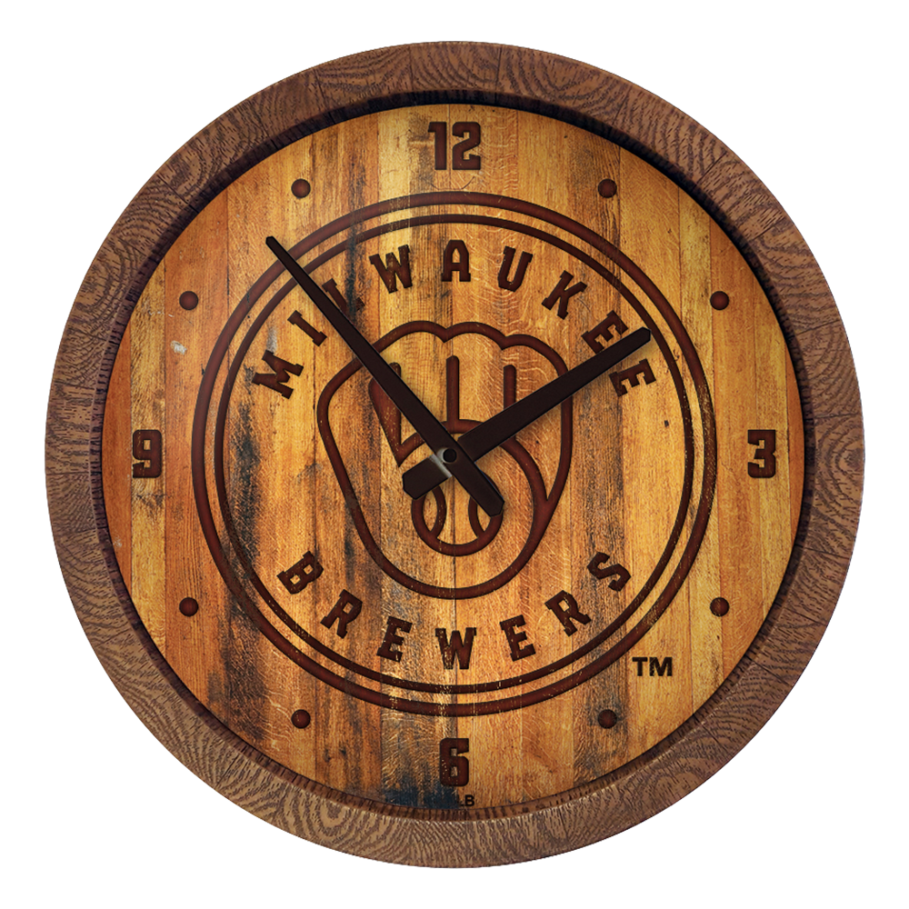 Milwaukee Brewers Branded "Faux" Barrel Top Clock  