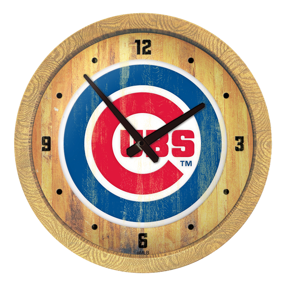 Chicago Cubs Weathered "Faux" Barrel Top Clock  