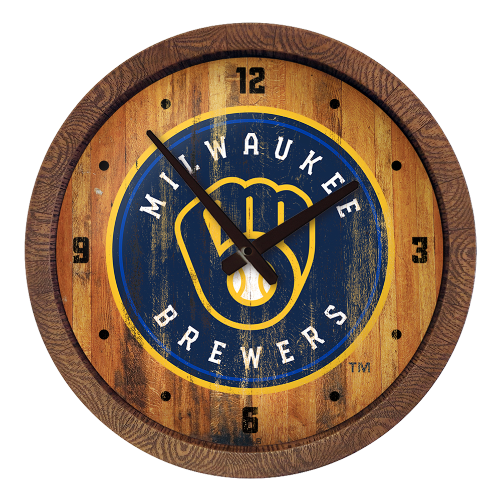 Milwaukee Brewers Weathered "Faux" Barrel Top Clock  