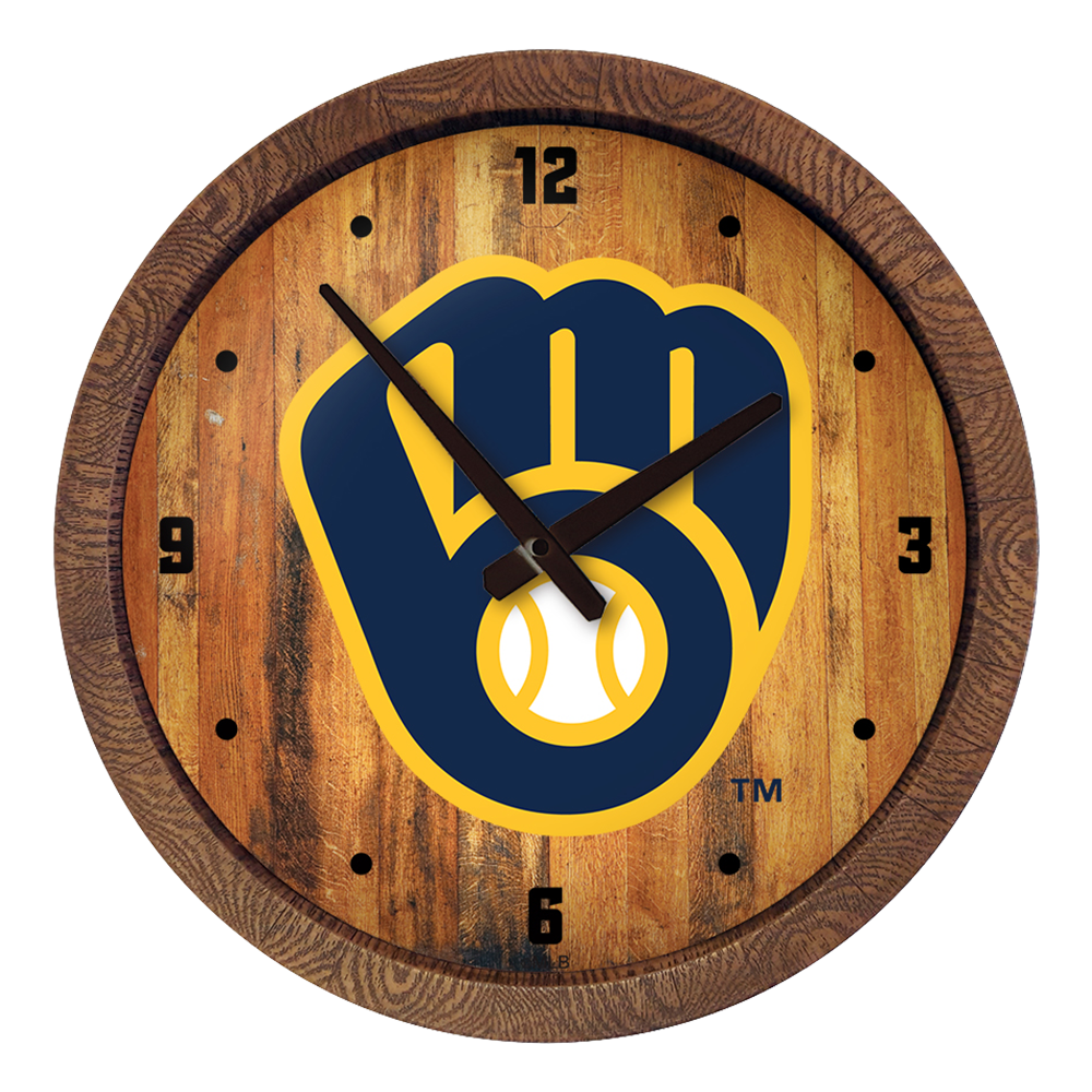 Milwaukee Brewers Logo - "Faux" Barrel Top Clock  