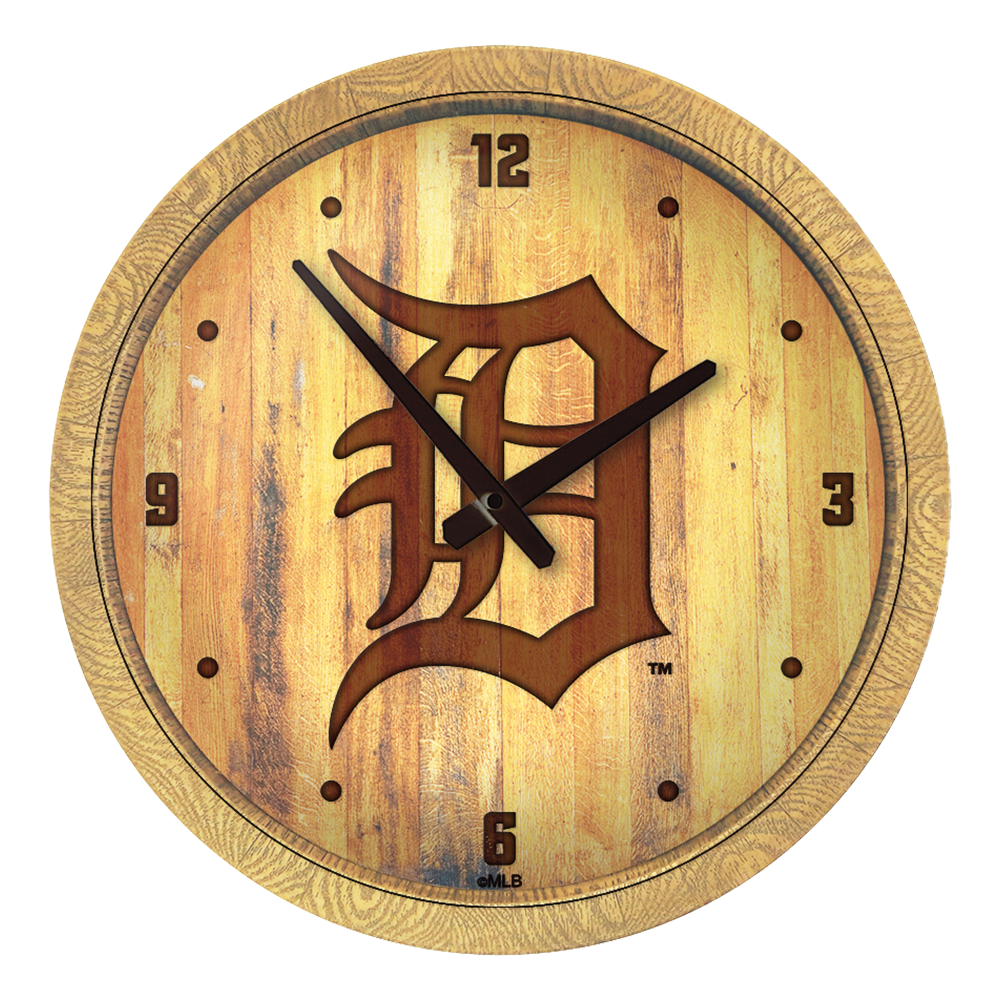Detroit Tigers Branded "Faux" Barrel Top Clock  