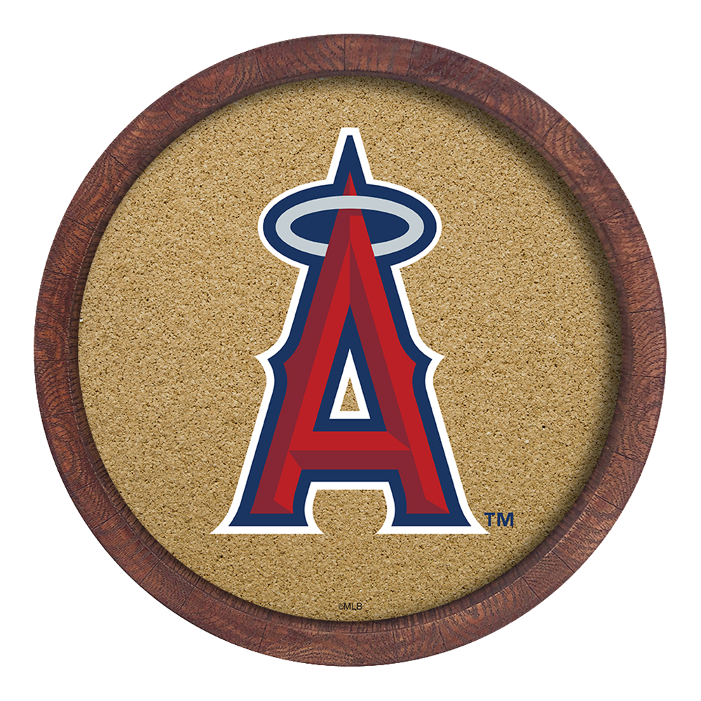 Los Angeles Angels Logo - "Faux" Barrel Framed Cork Board  