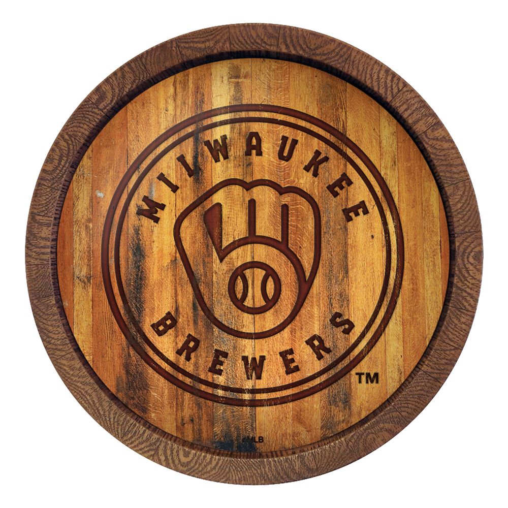 Milwaukee Brewers Branded "Faux" Barrel Top Sign  