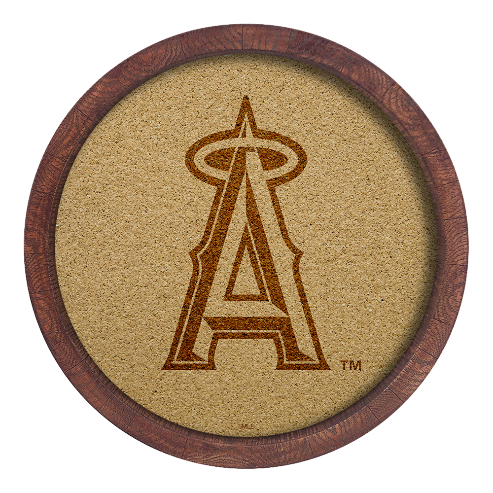 Los Angeles Angels Logo - "Faux" Barrel Framed Cork Board  