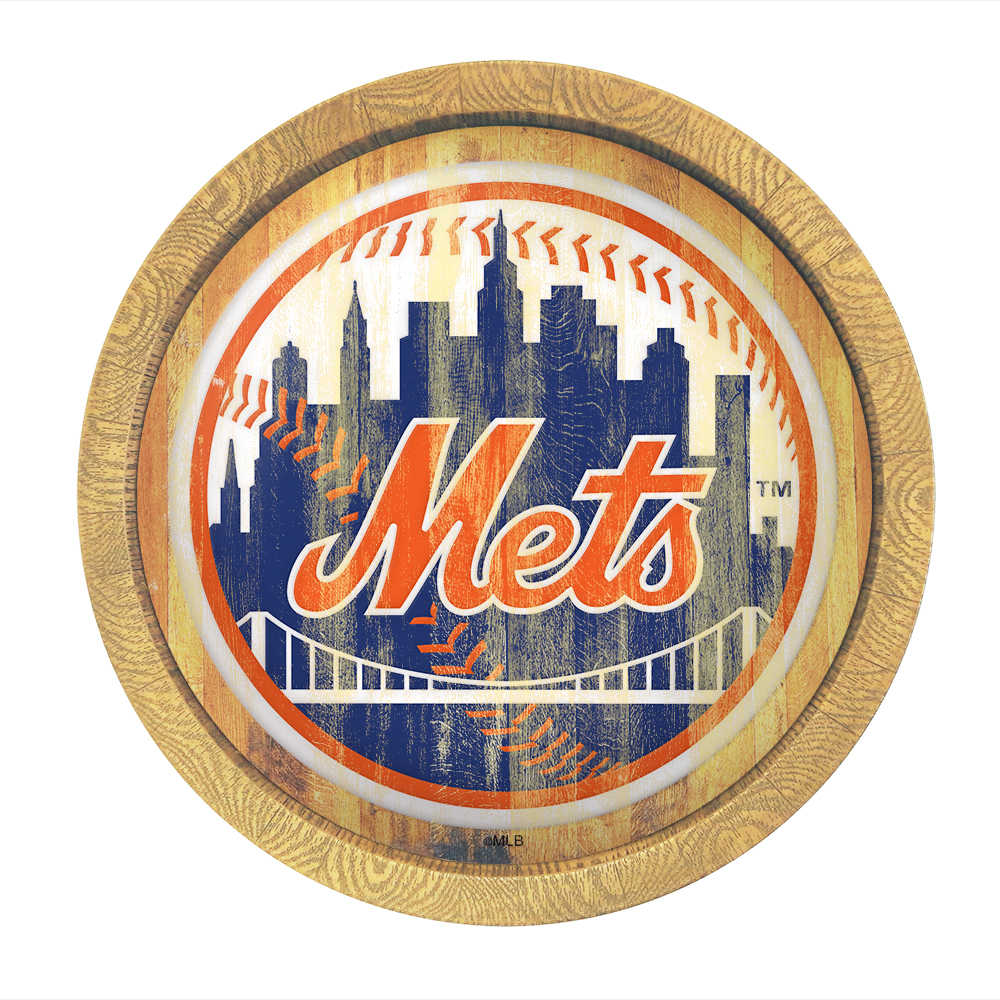 New York Mets: Weathered "Faux" Barrel Top Sign   