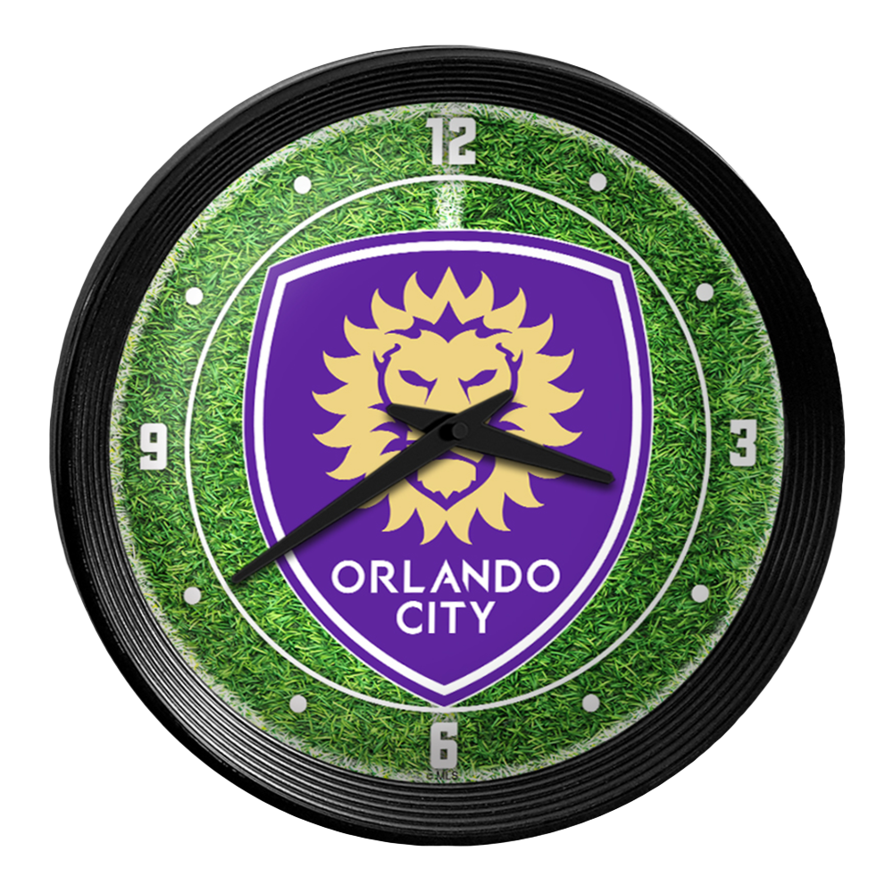 Orlando City: Pitch - Ribbed Frame Wall Clock