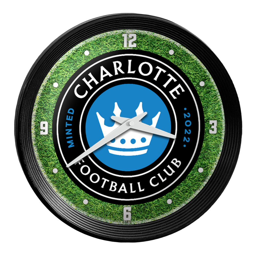 Charlotte FC: Pitch - Ribbed Frame Wall Clock  