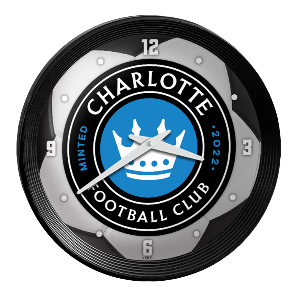 Charlotte FC: Soccer Ball - Ribbed Frame Wall Clock
