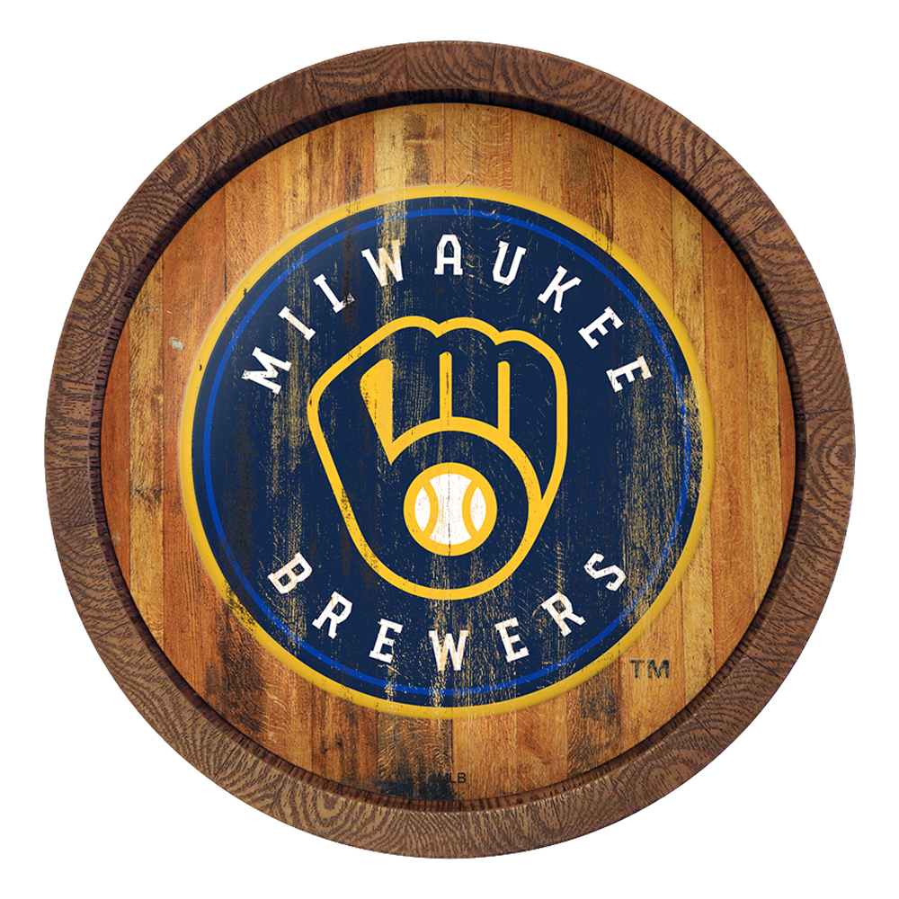 Milwaukee Brewers Weathered "Faux" Barrel Top Sign  