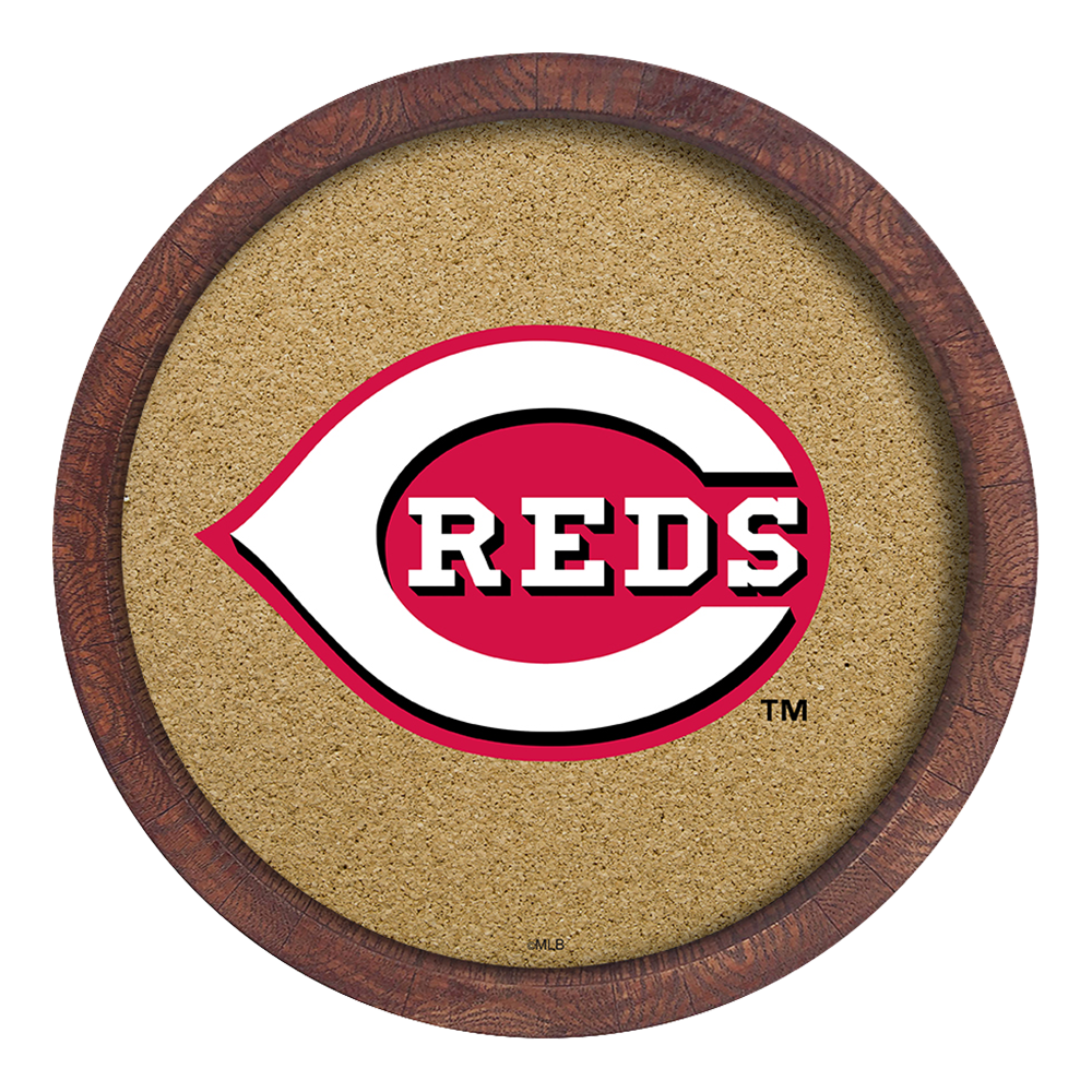 Cincinnati Reds Logo - "Faux" Barrel Framed Cork Board  