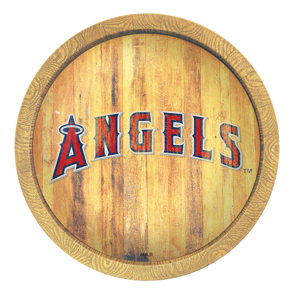 Los Angeles Angels Wordmark - Weathered "Faux" Barrel Top Sign  