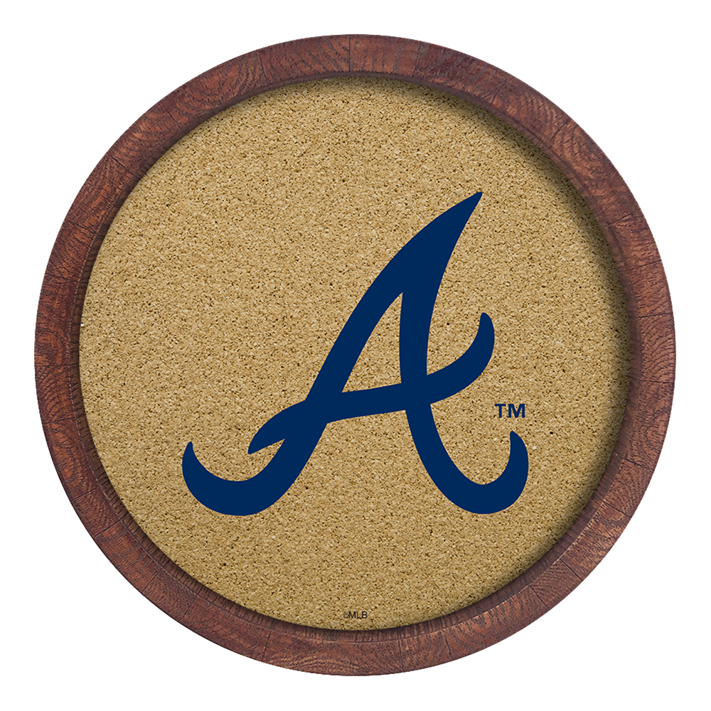Atlanta Braves Logo - "Faux" Barrel Framed Cork Board  