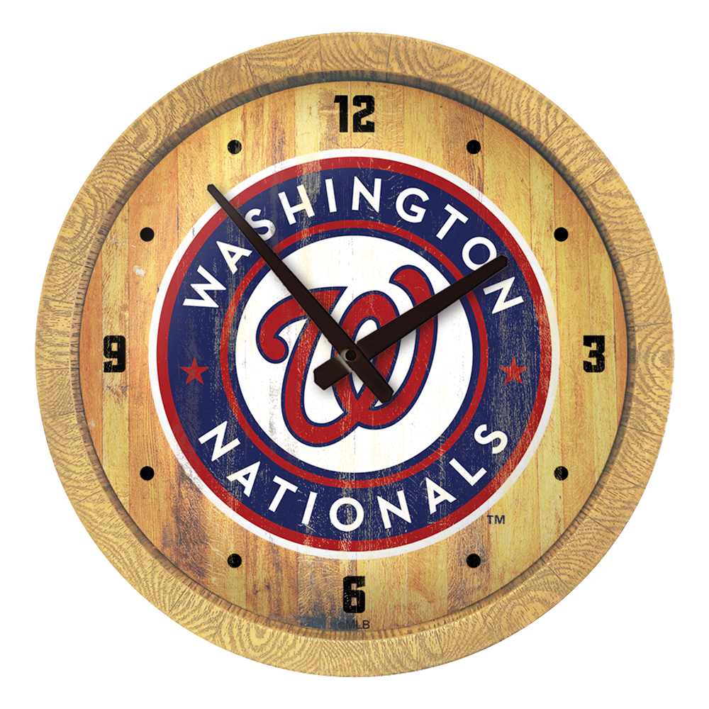 Washington Nationals Weathered "Faux" Barrel Top Clock  