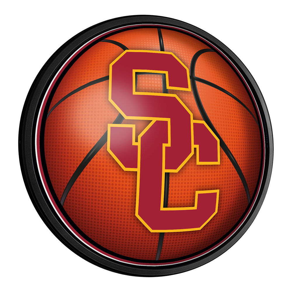 Southern Cal Trojans Basketball - Round Slimline Lighted Wall Sign
