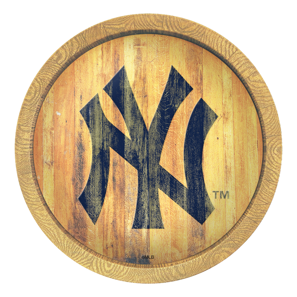 New York Yankees Logo - Weathered "Faux" Barrel Top Sign  