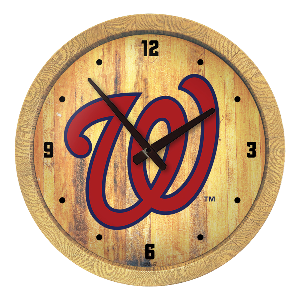 Washington Nationals Logo - "Faux" Barrel Top Clock  