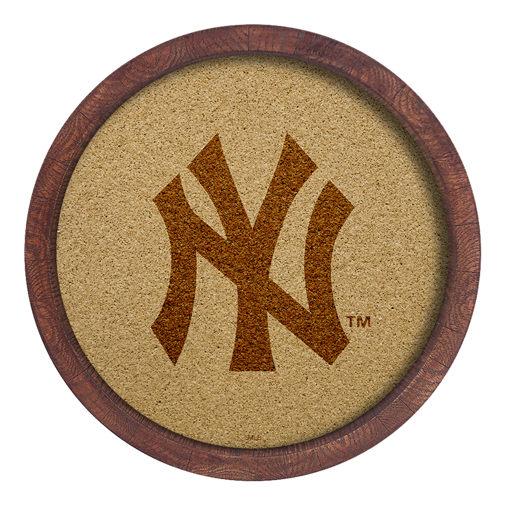 New York Yankees Logo - "Faux" Barrel Framed Cork Board  