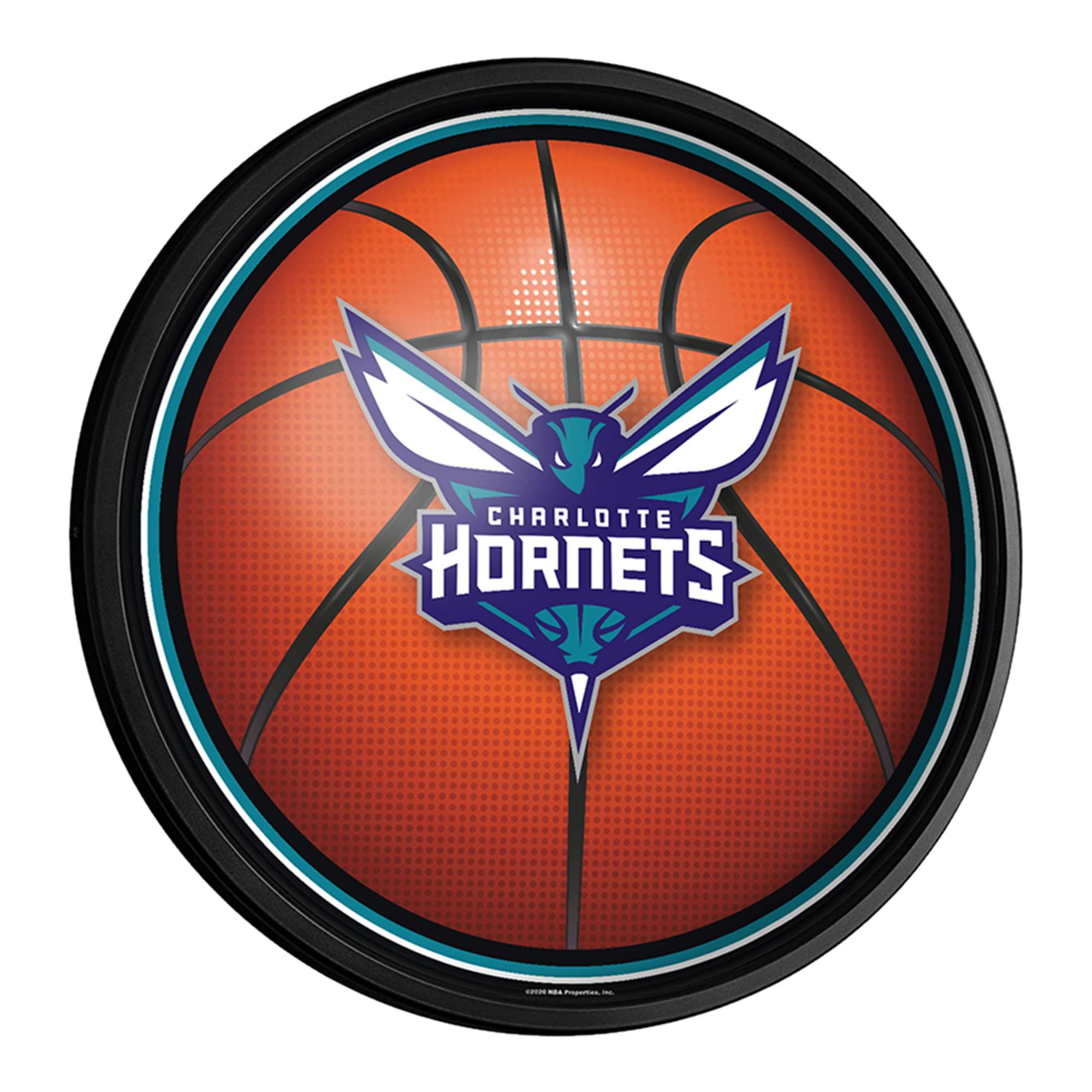 Charlotte Hornets: Basketball - Round Slimline Lighted Wall Sign