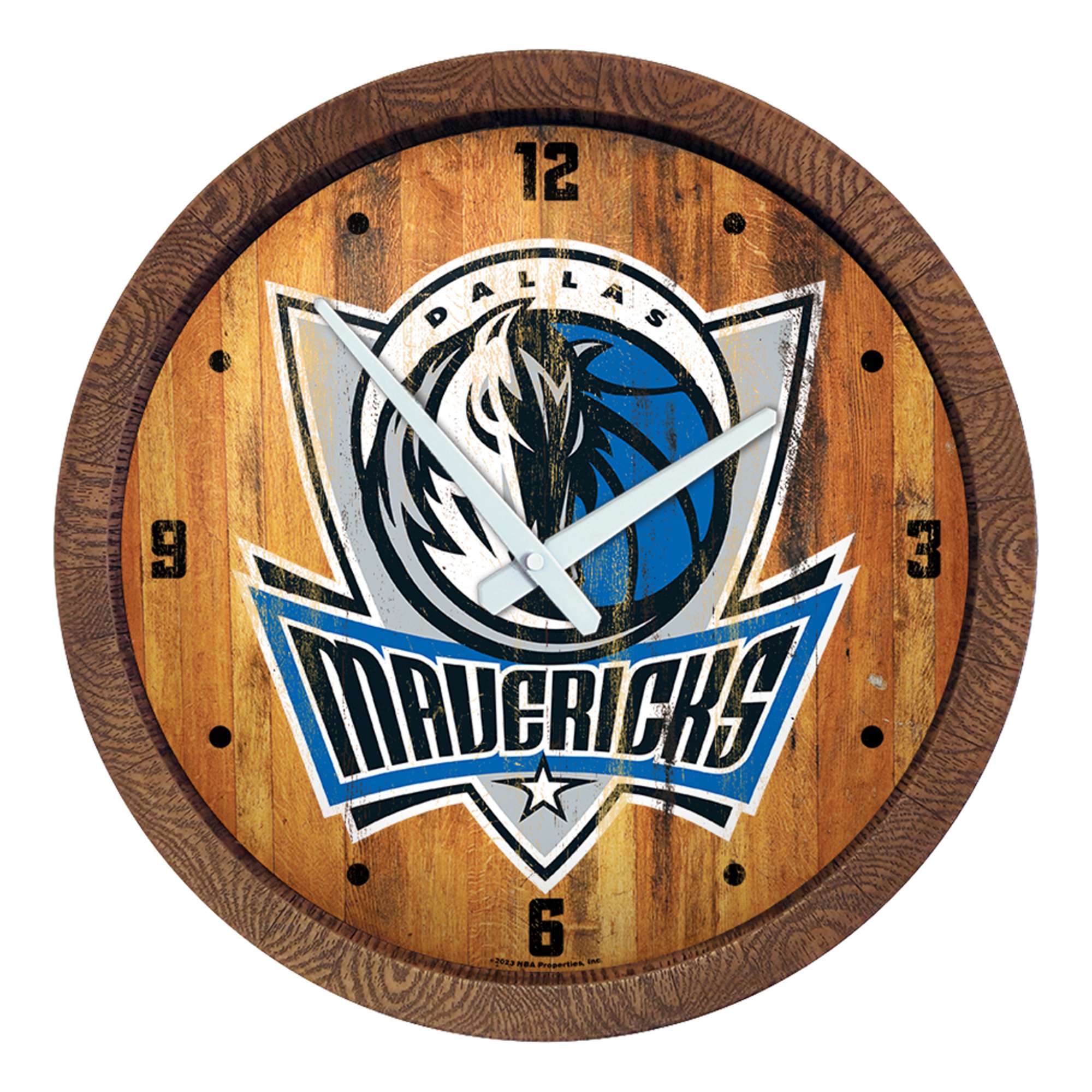Dallas Mavericks: Logo - "Faux" Barrel Top Clock    