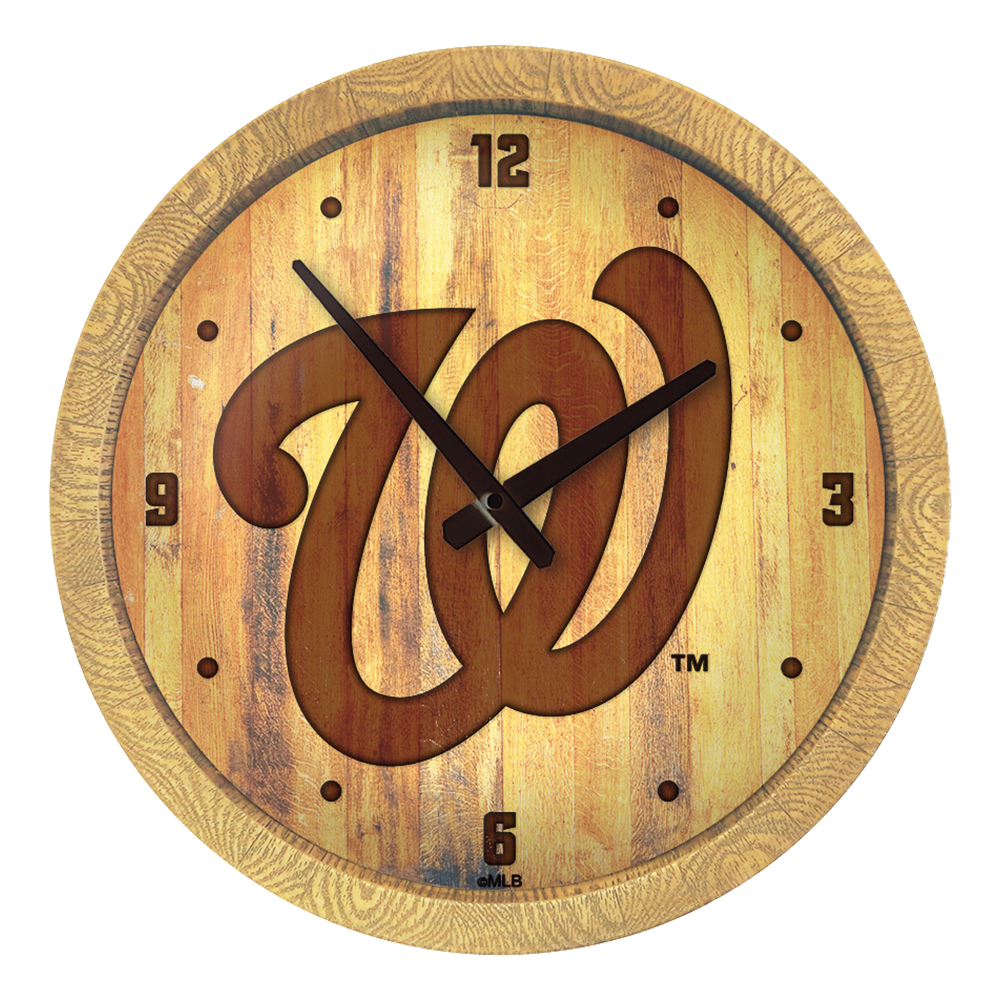 Washington Nationals Logo - Branded "Faux" Barrel Top Clock  