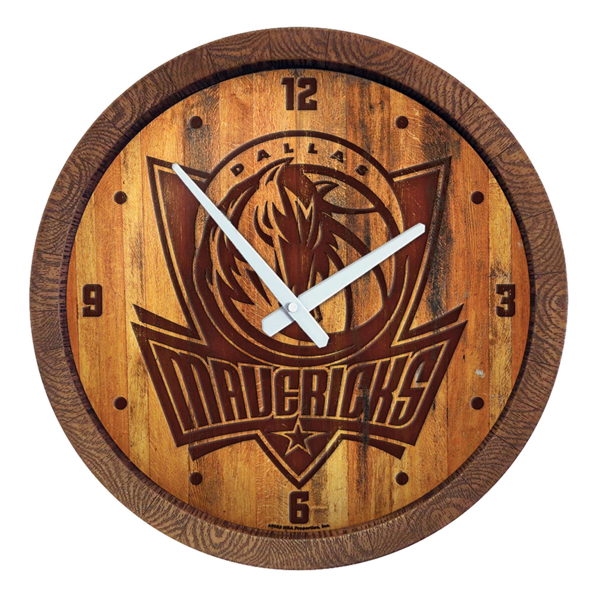 Dallas Mavericks: Logo - "Faux" Barrel Top Clock    