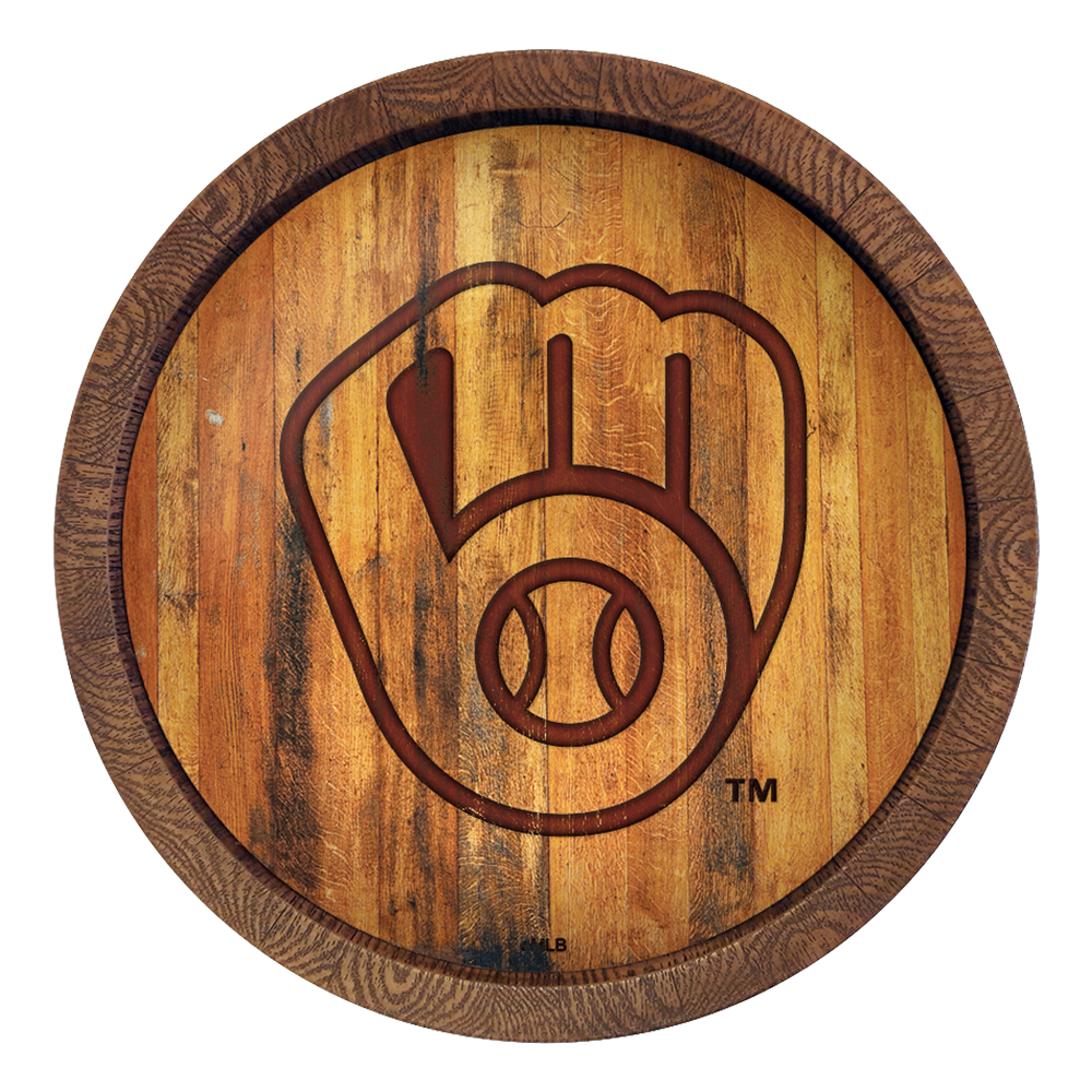 Milwaukee Brewers Logo - Branded "Faux" Barrel Top Sign  