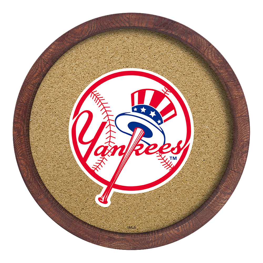 New York Yankees "Faux" Barrel Framed Cork Board  