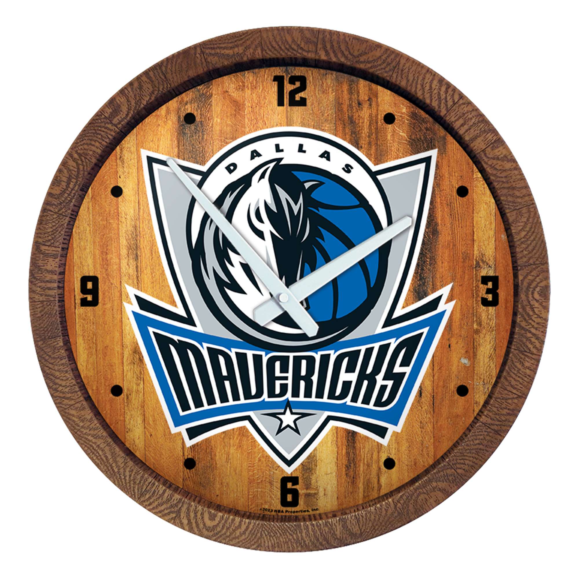 Dallas Mavericks: Logo - "Faux" Barrel Top Clock    