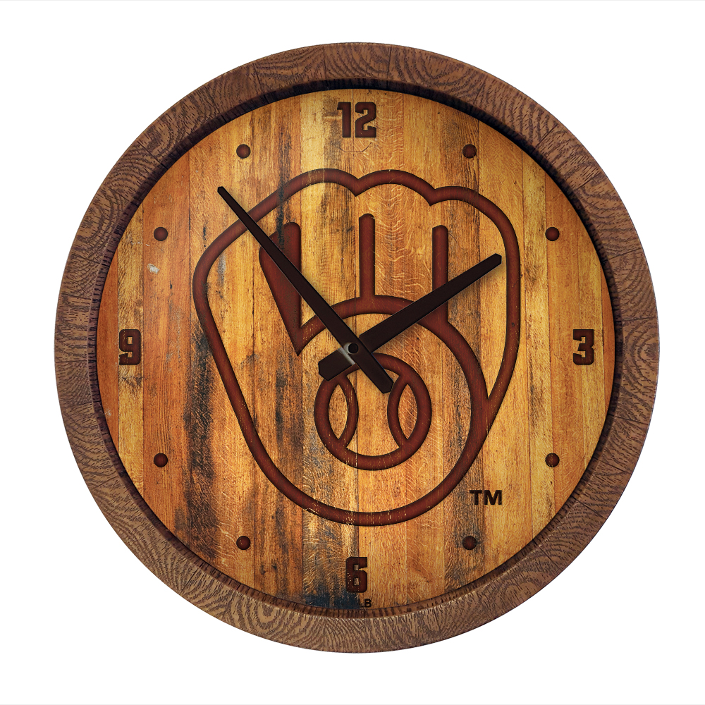 Milwaukee Brewers Logo - Branded "Faux" Barrel Top Clock  