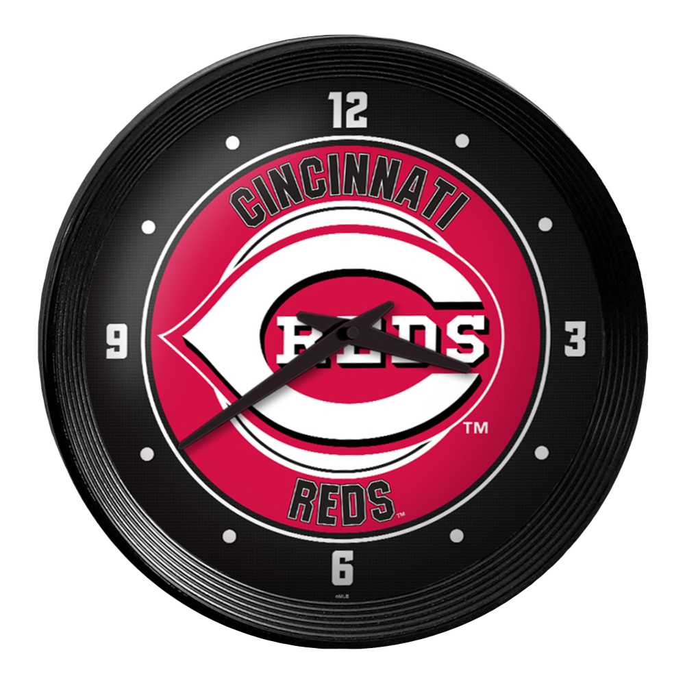Cincinnati Reds Ribbed Frame Wall Clock  