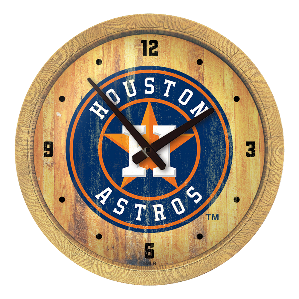 Houston Astros Weathered "Faux" Barrel Top Clock  