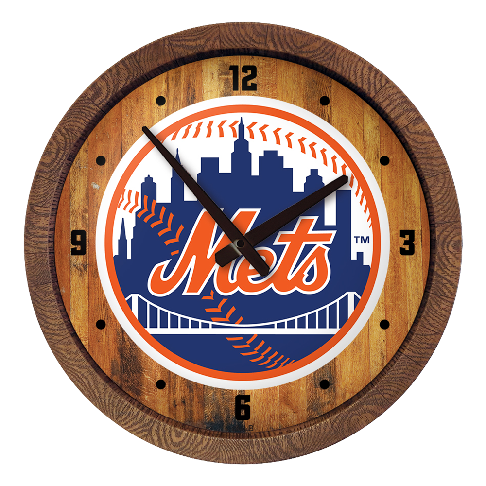New York Mets "Faux" Barrel Top Clock  
