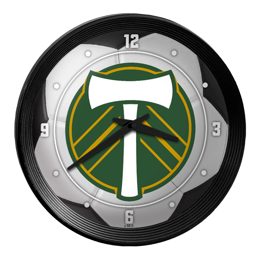 Portland Timbers: Soccer Ball - Ribbed Frame Wall Clock  