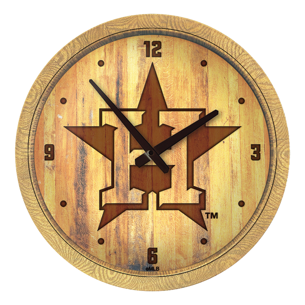Houston Astros Logo - Branded "Faux" Barrel Top Clock  