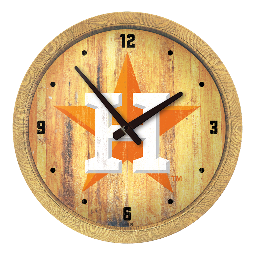 Houston Astros Logo - Weathered "Faux" Barrel Top Clock  