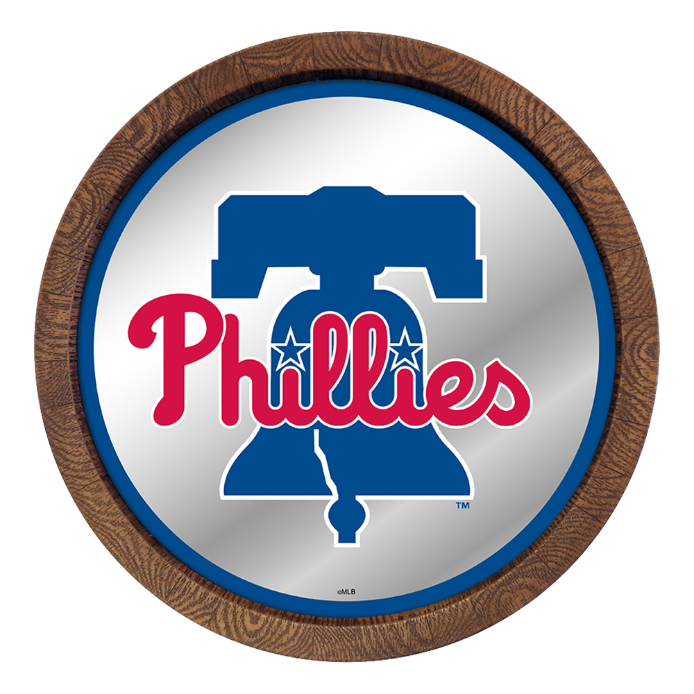 Philadelphia Phillies "Faux" Barrel Top Mirrored Wall Sign  