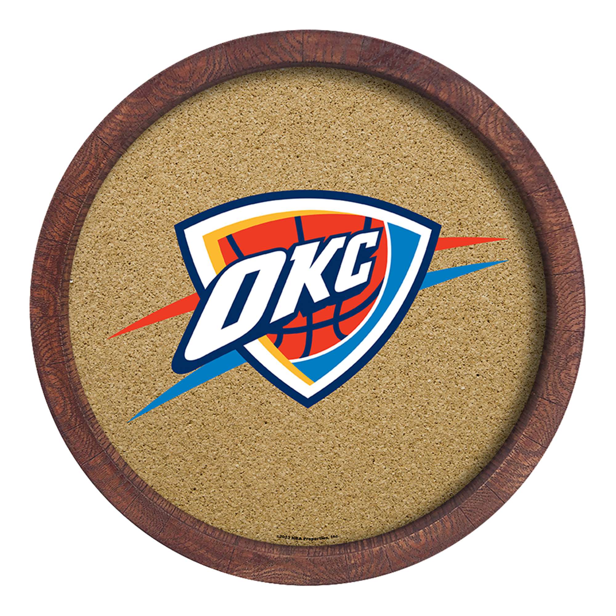 Oklahoma City Thunder: "Faux" Barrel Framed Cork Board    
