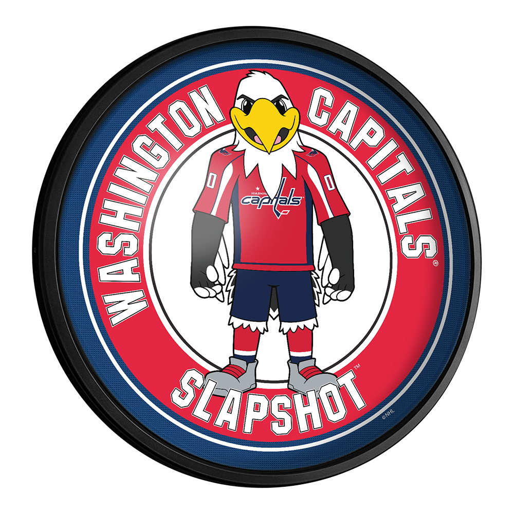 Washington Capitals Slapshot - Round Slimline Lighted Wall Sign  