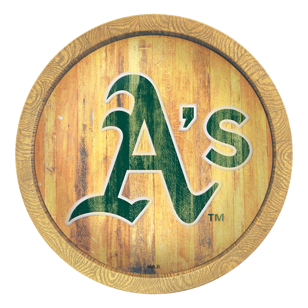 Oakland Athletics Logo - Weathered "Faux" Barrel Top Sign  