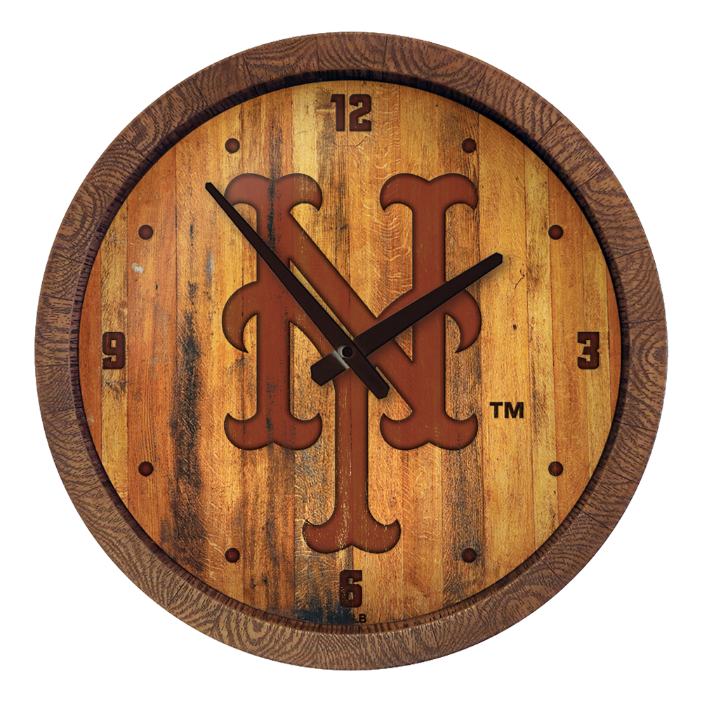 New York Mets Logo - Branded "Faux" Barrel Top Clock  