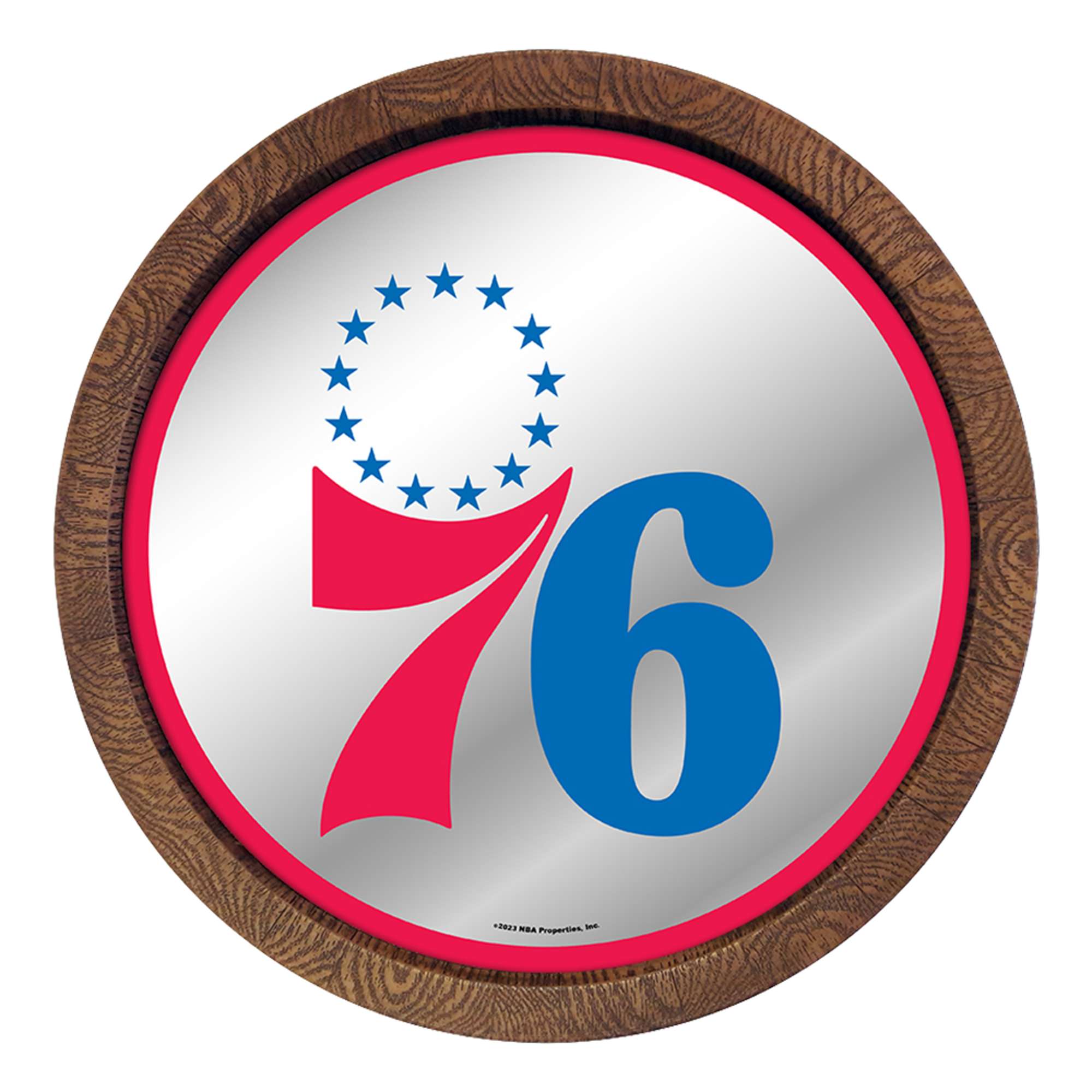 Philadelphia 76ers: "Faux" Barrel Top Mirrored Wall Sign    