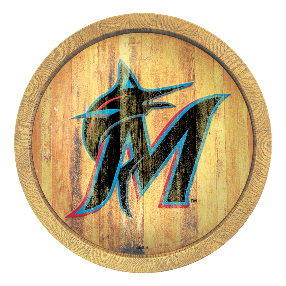 Miami Marlins Logo - Weathered "Faux" Barrel Top Sign  