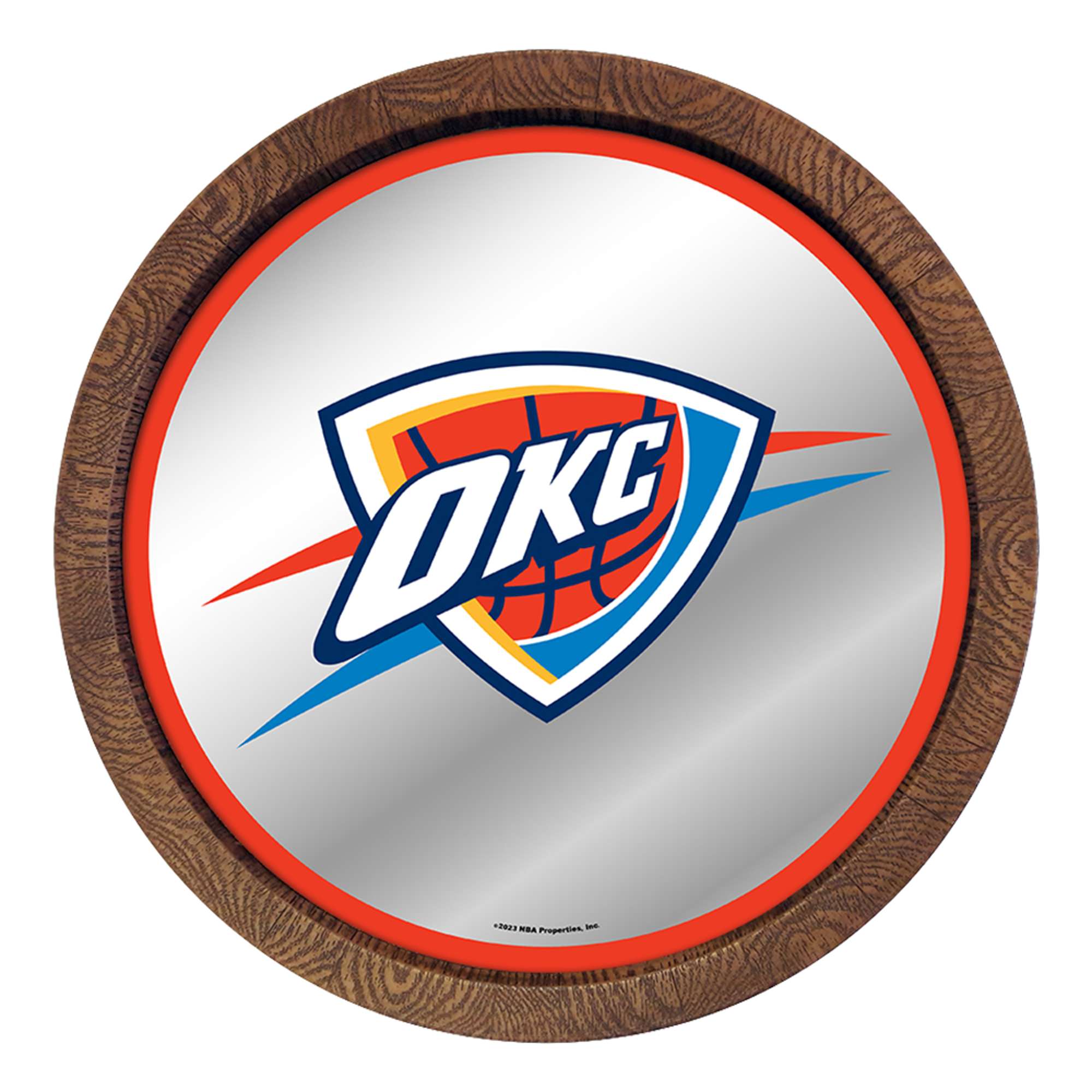 Oklahoma City Thunder: "Faux" Barrel Top Mirrored Wall Sign    