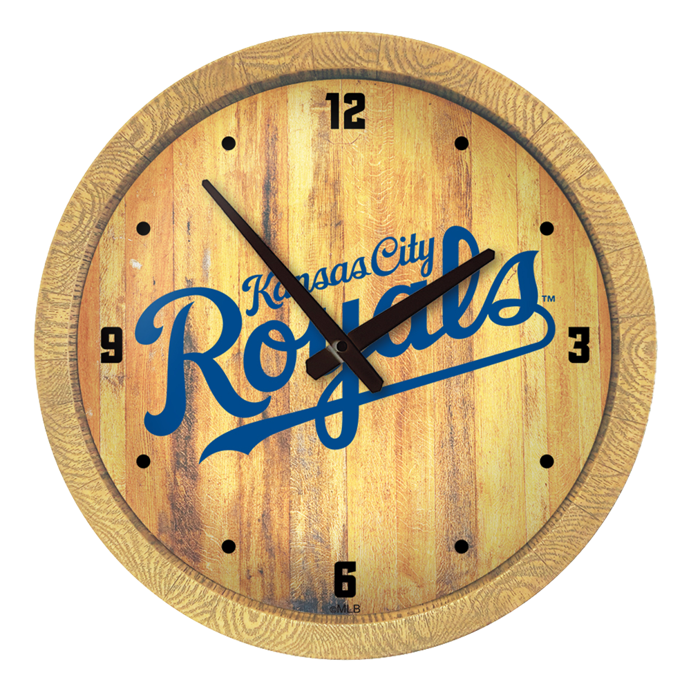 Kansas City Royals Wordmark - "Faux" Barrel Top Clock  