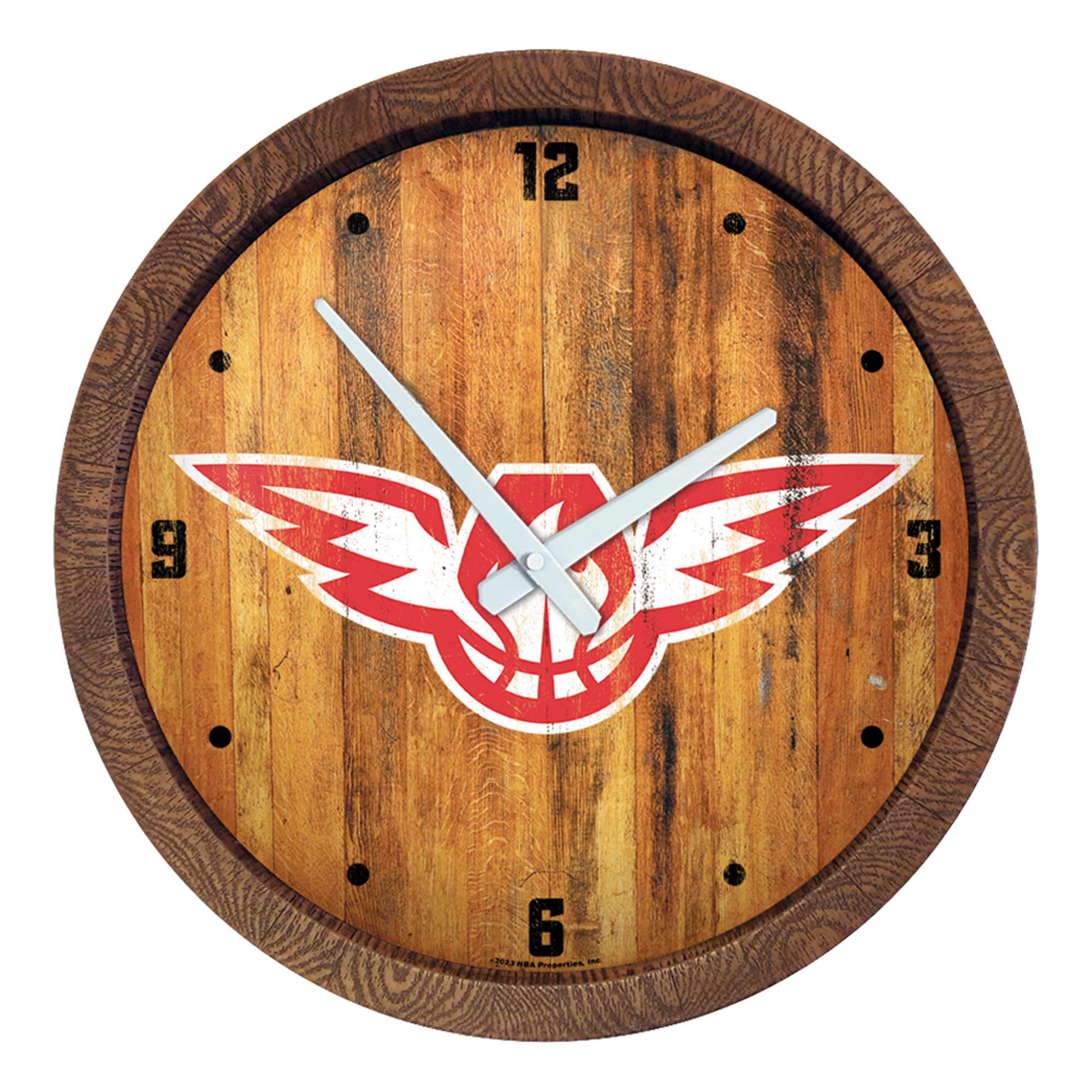 Atlanta Hawks: Logo - "Faux" Barrel Top Clock    