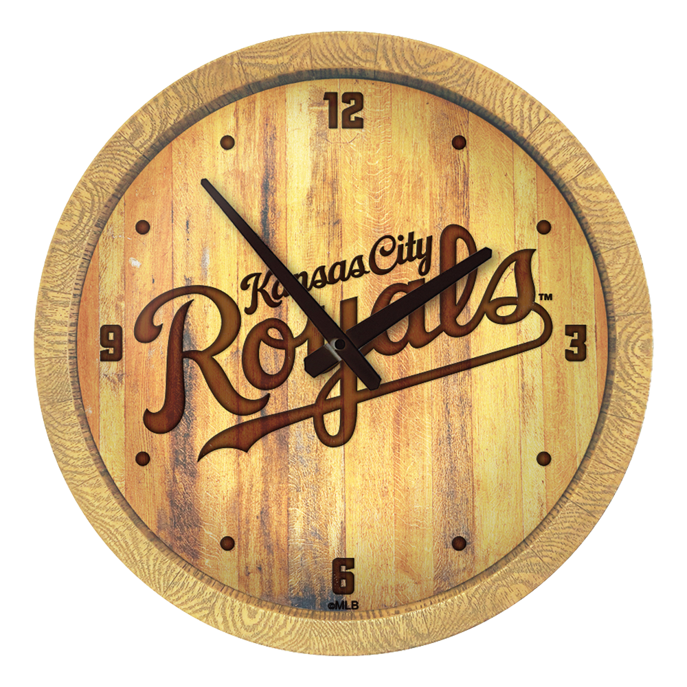 Kansas City Royals Wordmark - Branded "Faux" Barrel Top Clock  